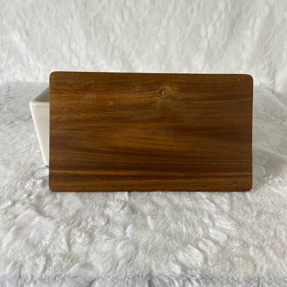 Rae Dunn Ceramic Divided Tea Bag Holder/Organizer with Wood Lid Rare find - Picture 3 of 10